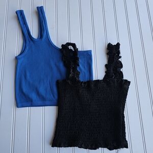 Zara Blue and Black Tanks Women's XS